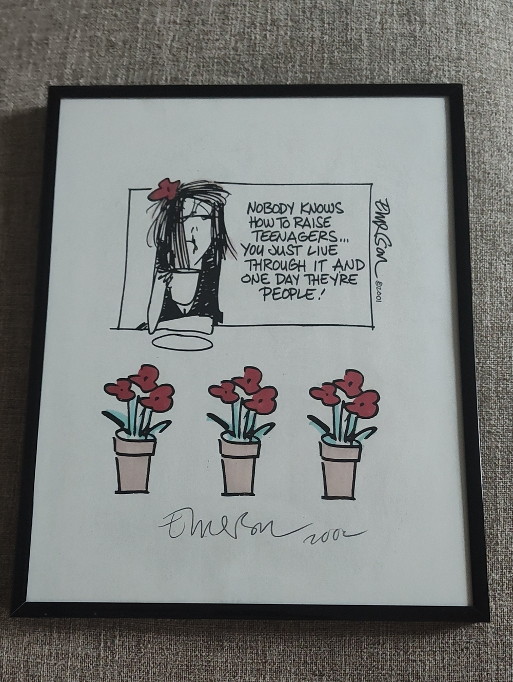 Whimsical Metal Framed Signed Cartoon Art Print by Emerson Quillen
